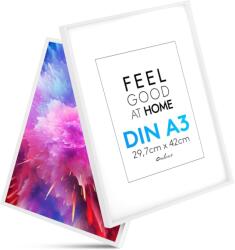 Calias fa képkeret A3 plexi üveggel, állvánnyal és fali tartóval - fehér - 2 db