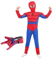 DEPOX Set costum Ultimate Spiderman pentru copii, 100% poliester si manusa cu ventuze, 8-10 ani, 120-130 cm (2269) Costum bal mascat copii