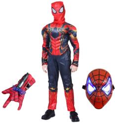 DEPOX Set costum Iron Spiderman, New Era, rosu, manusa cu ventuze si masca LED, 7-9 ani, 120-130 cm (2293) Costum bal mascat copii