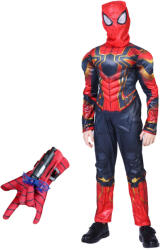 DEPOX Set costum Iron Spiderman, New Era, rosu, manusa cu ventuze inclusa, 7-9 ani, 120-130 cm (2272) Costum bal mascat copii