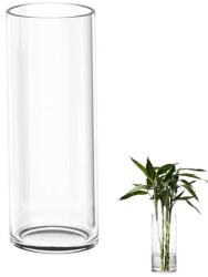 TSKDKIT 30 cm-es Hengeres Üvegváza - Átlátszó Vastag Üveg Virágváza Orchideákhoz, Rózsákhoz, Tulipánokhoz, Pampafűhöz - Asztali Dekoráció