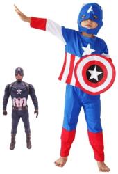 DEPOX Costum Captain America pentru copii, First Avenger, poliester, albastru, figurina inclusa, 5-7 ani, 110-120 cm (2248) Costum bal mascat copii