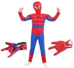 DEPOX Set costum Ultimate Spiderman pentru copii, 100% poliester, manusa ventuze si discuri, 4-6 ani, 100-110 cm (2297) Costum bal mascat copii