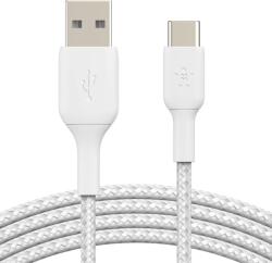 Belkin BoostCharge szövetfonott USB-C/USB-A töltőkábel - fehér - 1 m