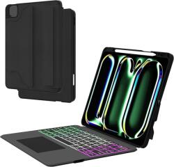ROOFEI iPad Pro 13 M4 2024 Billentyűzetes Tok - Levehető Bluetooth Billentyűzet Touchpaddal, RGB Háttérvilágítással, Német QWERTZ Kiosztássa