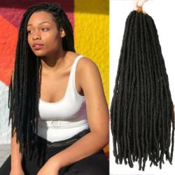 SOKU Műhaj Istennő Locs Szett - 5 Csomag Horgolt Raszta Hajhosszabbítás, Sötétbarna, 66 cm, Szintetikus Puha Fonott Dreadlock