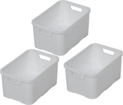 BranQ Home essential Rattan hatású tárolókosár szett, 3 db, M méret, 10 l, BPA-mentes - fehér