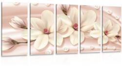 Dovido Tablou 5-piese magnolie de lux cu perle - 100x50