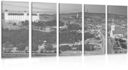 Dovido Tablou 5-piese seara în Bratislava în design alb-negru - 100x50