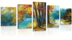 Dovido Tablou 5-piese copaci pictați în culori de toamnă - 150x75