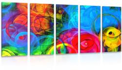Dovido Tablou 5-piese abstract plin de culori - 200x100