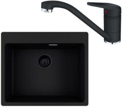 Franke Maris MRG 610-54 VN Set chiuveta bucatarie granit 50x59 cm cu baterie monocomanda Novara Plus, negru (114.0661.637) Chiuveta