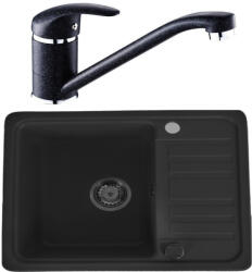 Casa Blanca CasaBlanca Mini Set chiuveta bucatarie granit 57x46 cm si baterie BLACK4, negru (MINI NEGRU/BLACK4) Chiuveta