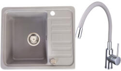 Casa Blanca CasaBlanca Mini Set chiuveta bucatarie granit 57x46 cm si baterie BFX4A-G, gri (MINI GRI/BFX4A-G) Chiuveta