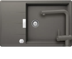 SCHOCK Tia D-100LS Set chiuveta bucatarie granit Cristadur 78x50 cm si baterie Epos Silverstone, gri (silverstone) (SETTD100LSEEXSILV) Chiuveta