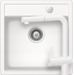 SCHOCK Mono N-100S Set chiuveta bucatarie granit Cristadur 49x51 cm si baterie Epos Polaris, alb (polaris) (SETMN100SEEXPOLA) Chiuveta