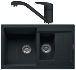 Franke Maris MRG 651-78 Set chiuveta bucatarie granit 78x50 cm cu baterie monocomanda Novara Plus, negru (114.0660.666) Chiuveta
