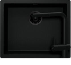 SCHOCK Kaia N-100L Set chiuveta bucatarie granit Cristadur 55x45 cm si baterie Epos Puro, negru (puro) (SETKN100LEEXPURO) Chiuveta