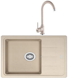 Franke Basis BFG 651-78 Set chiuveta bucatarie granit 78x50 cm cu baterie monocomanda Pola, bej (avena) (114.0633.750) Chiuveta