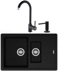 Franke Basis BFG 651-78 Set chiuveta bucatarie granit 78x50 cm cu baterie monocomanda Pola si dispenser sapun, negru (114.0660.691) Chiuveta