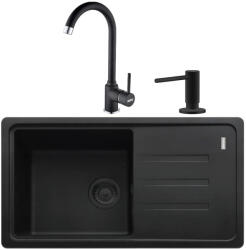 Franke Malta BSG 611-78 S VN Set chiuveta bucatarie granit 78x44 cm cu baterie monocomanda Pola si dispenser sapun, negru (114.0662.894) Chiuveta