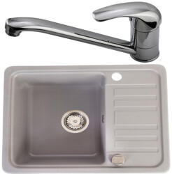 Casa Blanca CasaBlanca Mini Set chiuveta bucatarie granit 57x46 cm si baterie BRI4, gri (MINI GRI/BRI4) Chiuveta