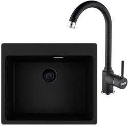 Franke Maris MRG 610-54 VN Set chiuveta bucatarie granit 50x59 cm cu baterie monocomanda Pola, negru (114.0661.641) Chiuveta
