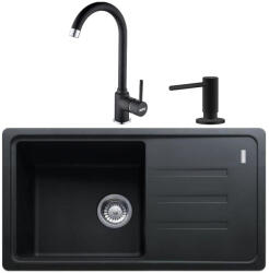 Franke Malta BSG 611-78 S Set chiuveta bucatarie granit 78x44 cm cu baterie monocomanda Pola si dispenser sapun, negru (114.0660.702) Chiuveta