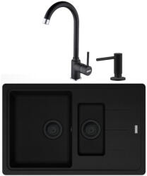 Franke Basis BFG 651-78 VN Set chiuveta bucatarie granit 78x50 cm cu baterie monocomanda Pola si dispenser sapun, negru (114.0662.892) Chiuveta