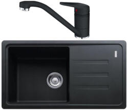Franke Malta BSG 611-78 S Set chiuveta bucatarie granit 78x44 cm cu baterie monocomanda Novara Plus, negru (114.0660.908) Chiuveta