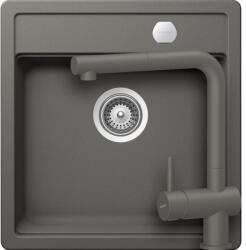 SCHOCK Mono N-100S Set chiuveta bucatarie granit Cristadur 49x51 cm si baterie Epos Silverstone, gri (silverstone) (SETMN100SEEXSILV) Chiuveta