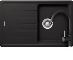 SCHOCK Element D-100S Set chiuveta bucatarie granit Cristalite 78x50 cm si baterie Plutos Nero, negru (nero) (SETED100SPNERO) Chiuveta