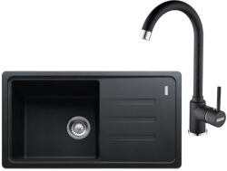 Franke Malta BSG 611-78 S Set chiuveta bucatarie granit 78x44 cm cu baterie monocomanda Pola, negru (114.0660.671) Chiuveta