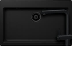 SCHOCK Signus N-100XL Set chiuveta bucatarie granit Cristadur 79x50 cm si baterie Epos Puro, negru (puro) (SETSN100XLEEXPURO) Chiuveta