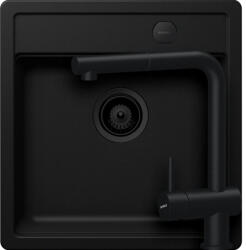 SCHOCK Mono N-100S Set chiuveta bucatarie granit Cristadur 49x51 cm si baterie Epos Puro, negru (puro) (SETMN100SEEXPURO) Chiuveta