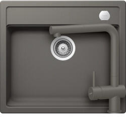SCHOCK Mono N-100 Set chiuveta bucatarie granit Cristadur 57x51 cm si baterie Epos Silverstone, gri (silverstone) (SETMN100EEXSILV) Chiuveta