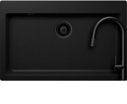 SCHOCK Signus N-100XL Set chiuveta bucatarie granit Cristadur 79x50 cm si baterie Talia Black, negru (puro) (SETSN100XLPUTENEG) Chiuveta