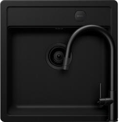 SCHOCK Mono N-100S Set chiuveta bucatarie granit Cristadur 49x51 cm si baterie Talia Black, negru (puro) (SETMN100SPUTENEG) Chiuveta