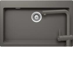 SCHOCK Signus N-100XL Set chiuveta bucatarie granit Cristadur 79x50 cm si baterie Epos Silverstone, gri (silverstone) (SETSN100XLEEXSILV) Chiuveta