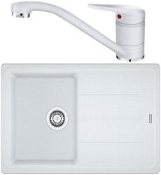 Franke Basis BFG 611-78 Set chiuveta bucatarie granit 78x50 cm cu baterie monocomanda Novara Plus, alb (114.0531.805) Chiuveta