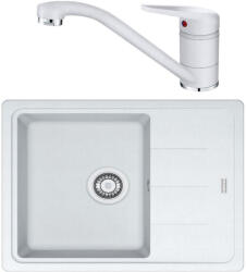 Franke Basis BFG 611-62 Set chiuveta bucatarie granit 62x50 cm cu baterie monocomanda Novara Plus, alb (114.0531.759) Chiuveta