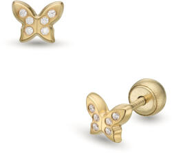 Lisa Jewelry for Kids szikrázó pillangó sárga arany fülbevaló gömb zárral (JTAG-4450-18) - lisajewelryforkids