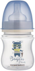Canpol babies EasyStart széles nyakú anti-kólikás cumisüveg BONJOUR PARIS 120ml kék (781064)