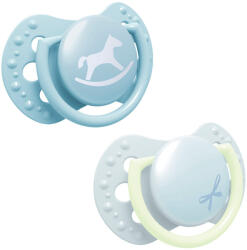 LOVI Világító mini szilikon dinamikus cumi BABY SHOWER 0-2hó 2db fiú (22/900BOY)