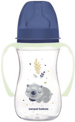 Canpol babies Anti-kólikás cumisüveg világító fogantyúval EasyStart SLEEPY KOALA 240ml kék (35/237_BLU)