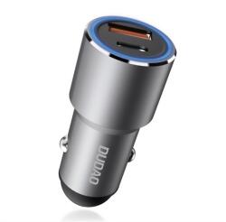 Dudao R4PQ autós töltő Type-C+USB aljzat 22.5W, LED fény, SÖTÉTSZÜRKE (GP-190531)