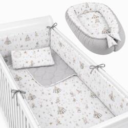 Kidizi Set cosulet bebelus pentru dormit Baby Nest Cocoon 90x50 cm si lenjerie matlasata 5 piese 120x60 cm Kidizi - Circus (5949551921820)
