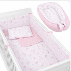 Kidizi Set cosulet bebelus pentru dormit Baby Nest Cocoon 90x50 cm si lenjerie matlasata 5 piese 120x60 cm Kidizi - Fairy Clouds (5949551921837)