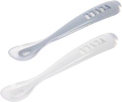 Beaba Silicone Spoon Set kiskanál tokkal Pebble / Cloud Blue 2 db