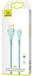 USAMS Fonott U33 Lightning kábel 1.2m 2A Gyors töltéssel SJ360USB02 (US-SJ360) cián